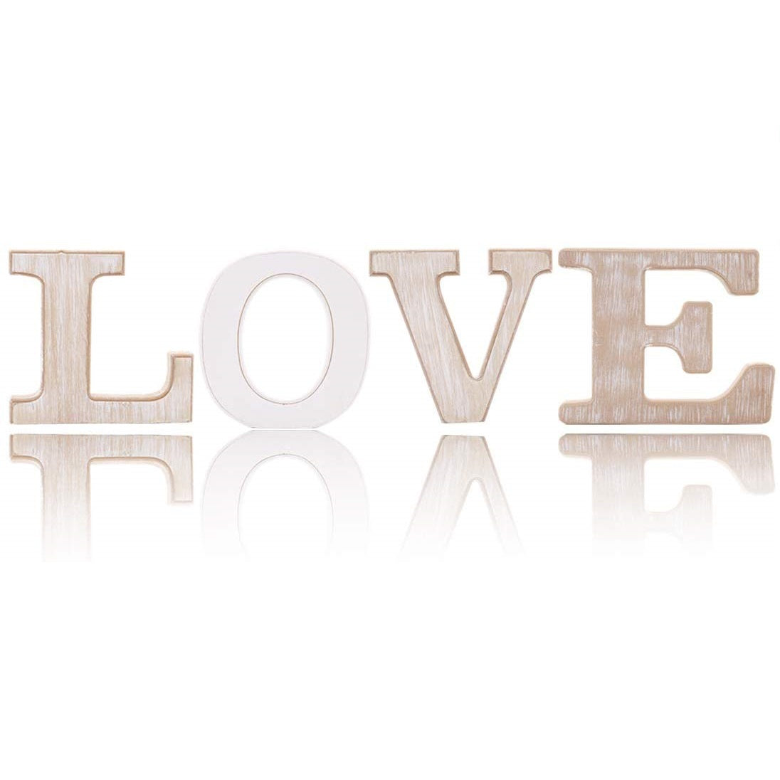 Rustic Wood Love Sign | Free Standing Wooden Block Cutout Letters | Sweet Love Decorative Signs