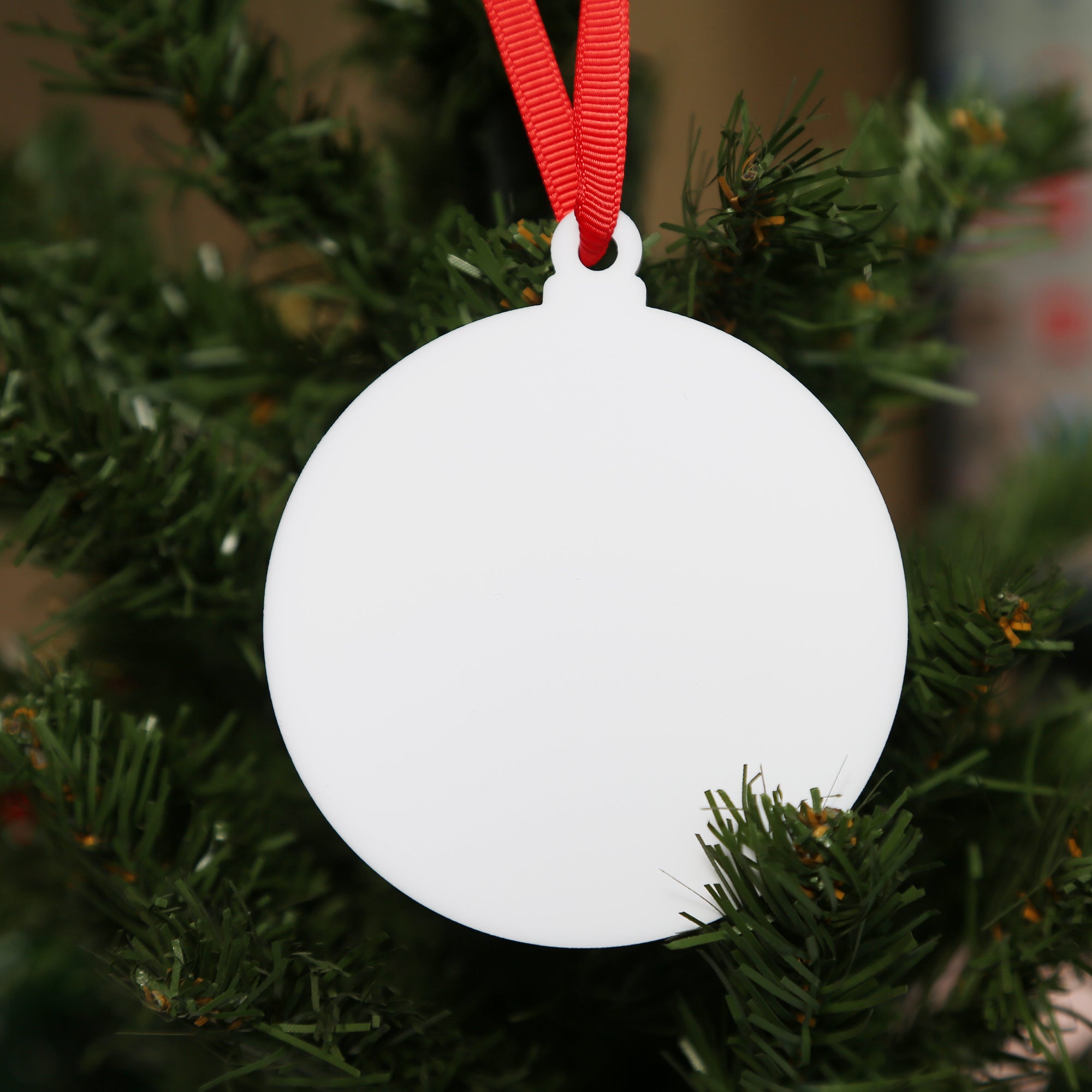 3" White Round Acrylic Christmas Ornament, 18 Pack