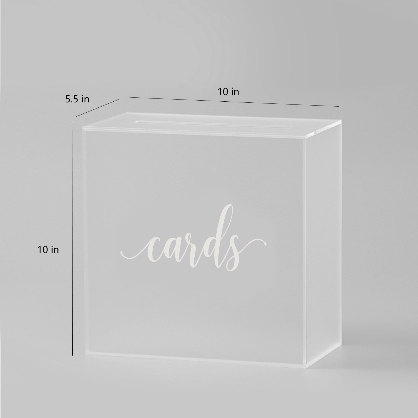 Acrylic Wedding Card Box, Frosted / White Print