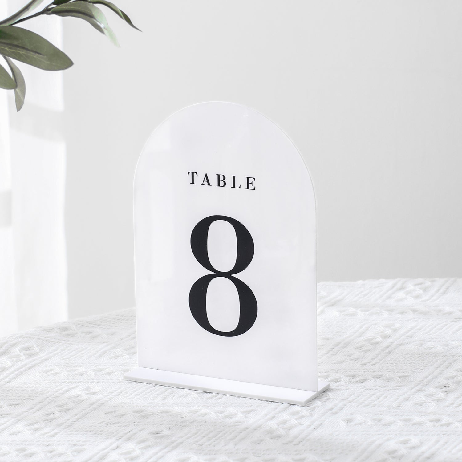 White Arch Wedding Table Numbers with Stands 1-20