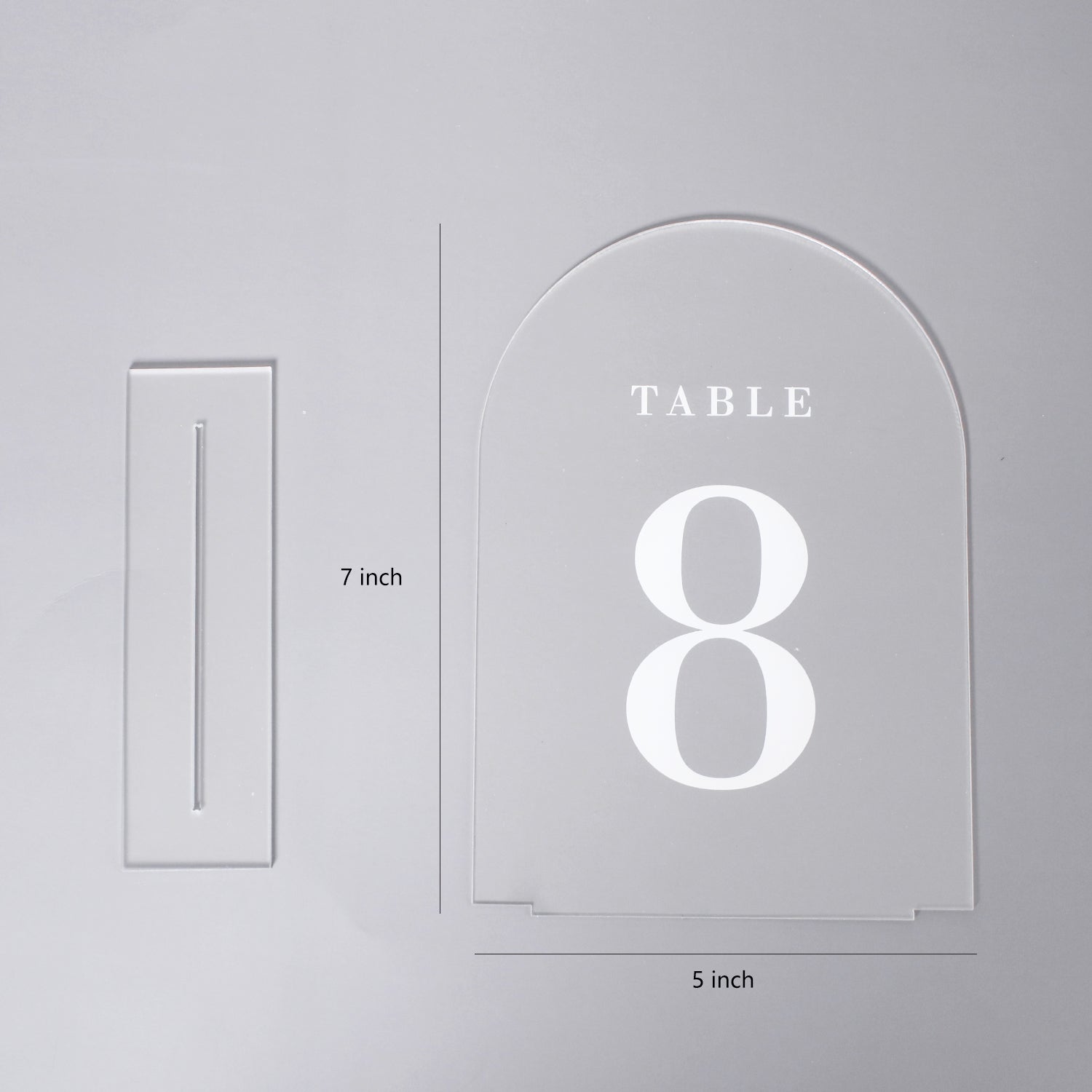 Frosted Arch Wedding Table Numbers with Stands 1-20