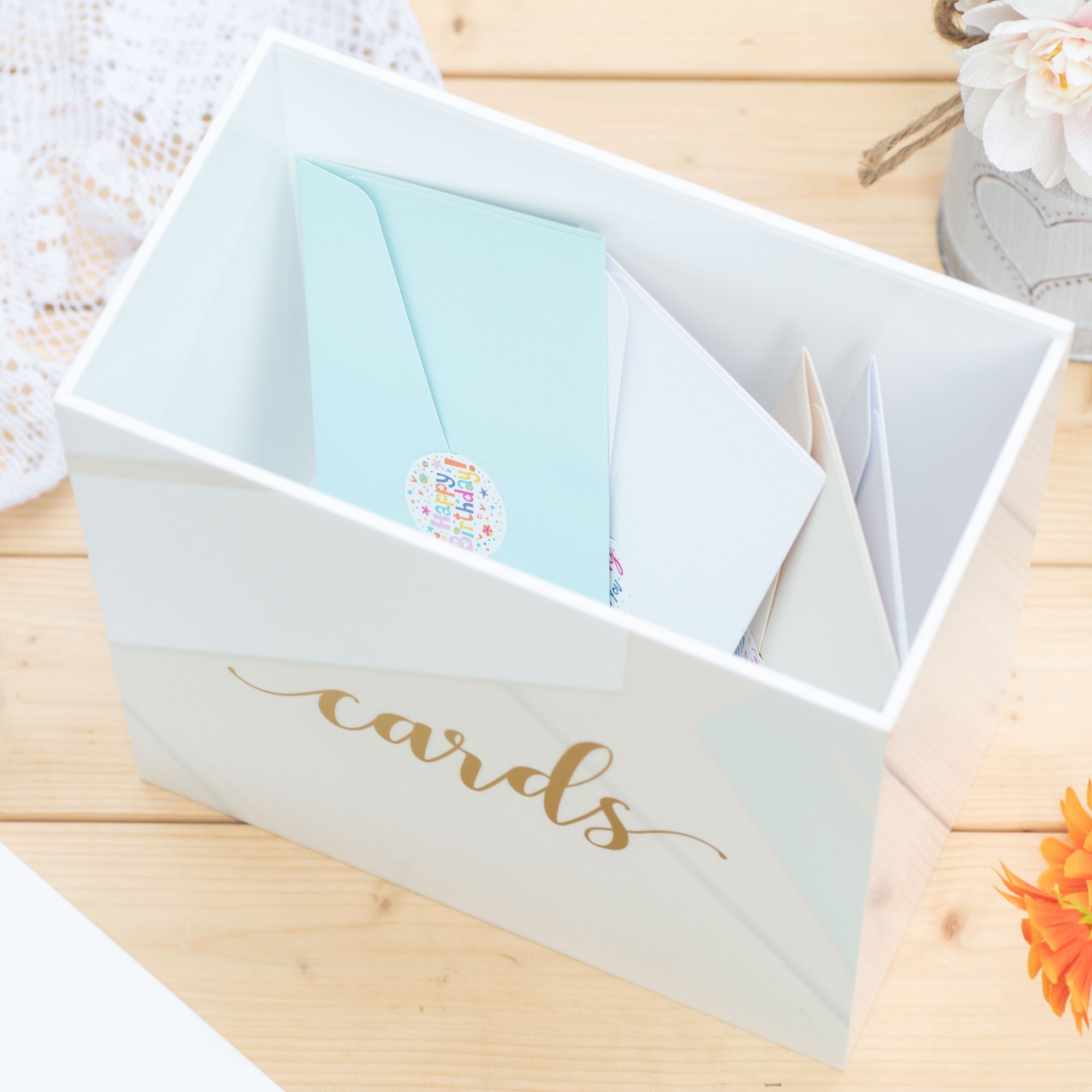 Acrylic Card Box, White / No Print