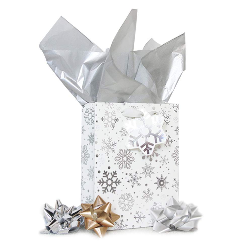 Pebble Foil Metallic Gift Wrapping Paper in Silver & White - 30 x