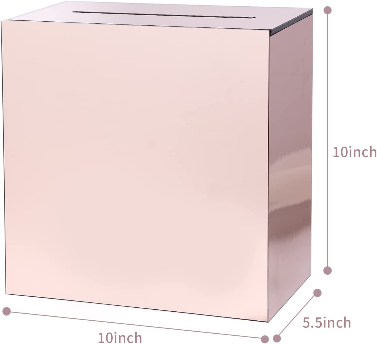 Acrylic Card Box, Rose Gold Mirror / No Print