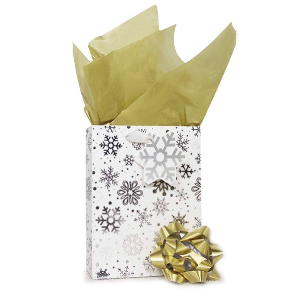 UNIQOOO 12Pcs Premium Assorted Gold Metallic Foil Gift Bags
