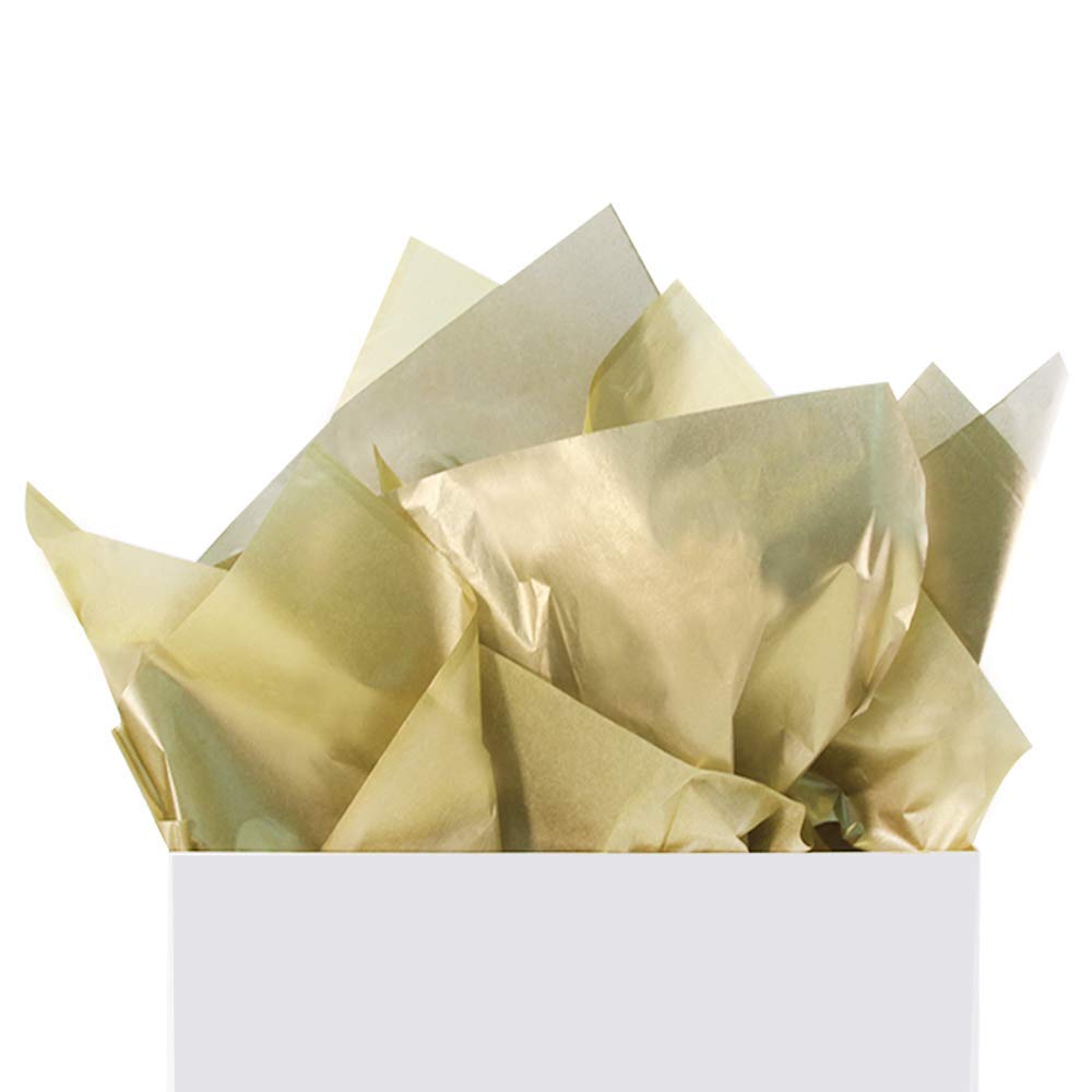 60 Sheets 30X45Cm/11X17 Inch Gold White Metallic Tissue Paper
