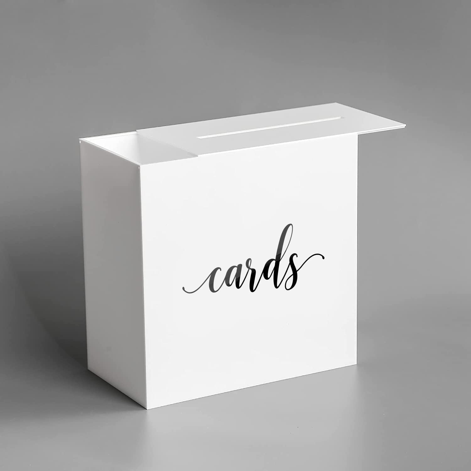 Acrylic Wedding Card Box, White / Black Print