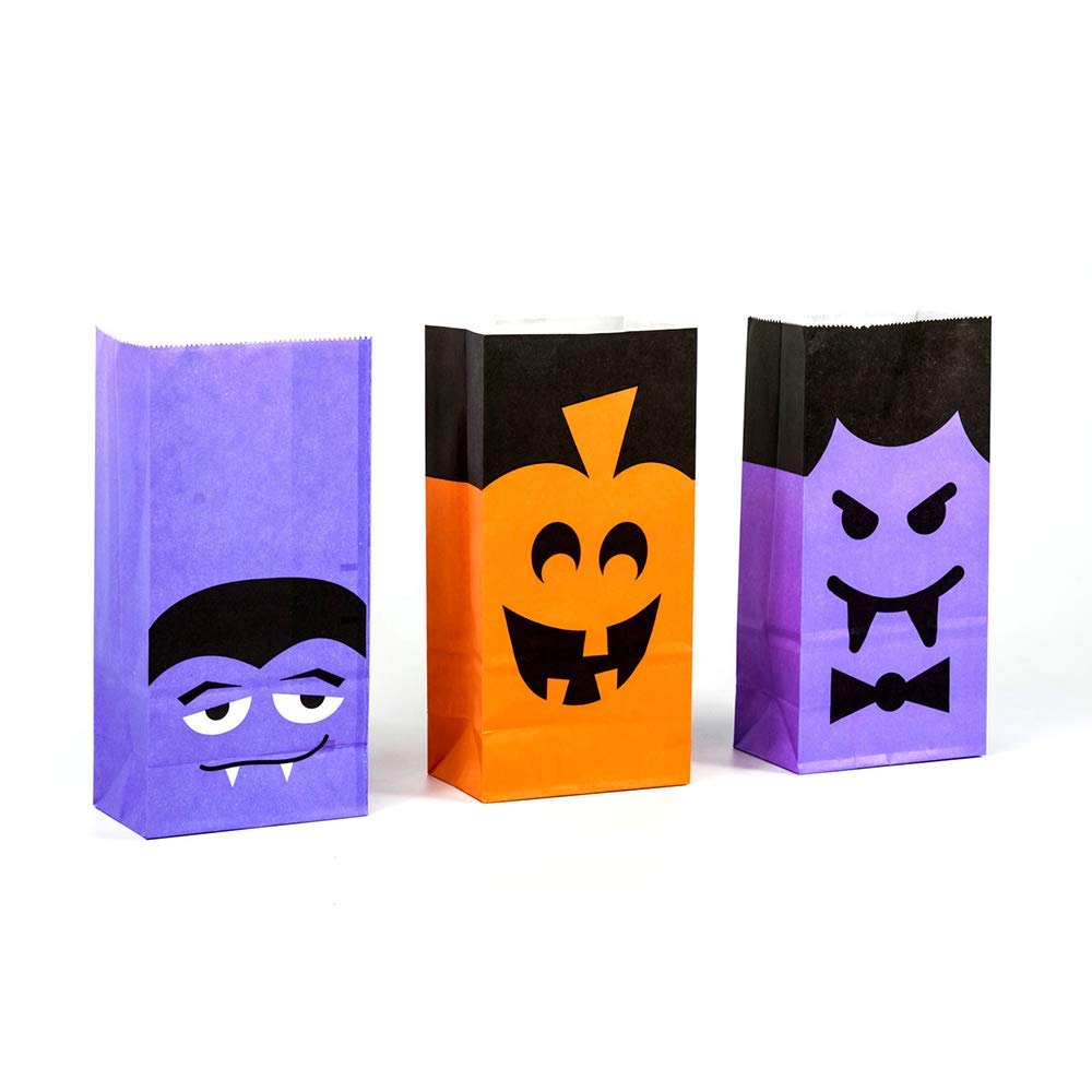 UNIQOOO 72Pcs Halloween Trick or Treat Bags Bulk, Food Safe Grade Paper Pastry Bags,7x3½ x2 inch, Goodie Bags,Cookie Candy Bags,Birthday Halloween Party Favor Supplies Gift Wrapping Table Decoration ( Only Delivery to US)