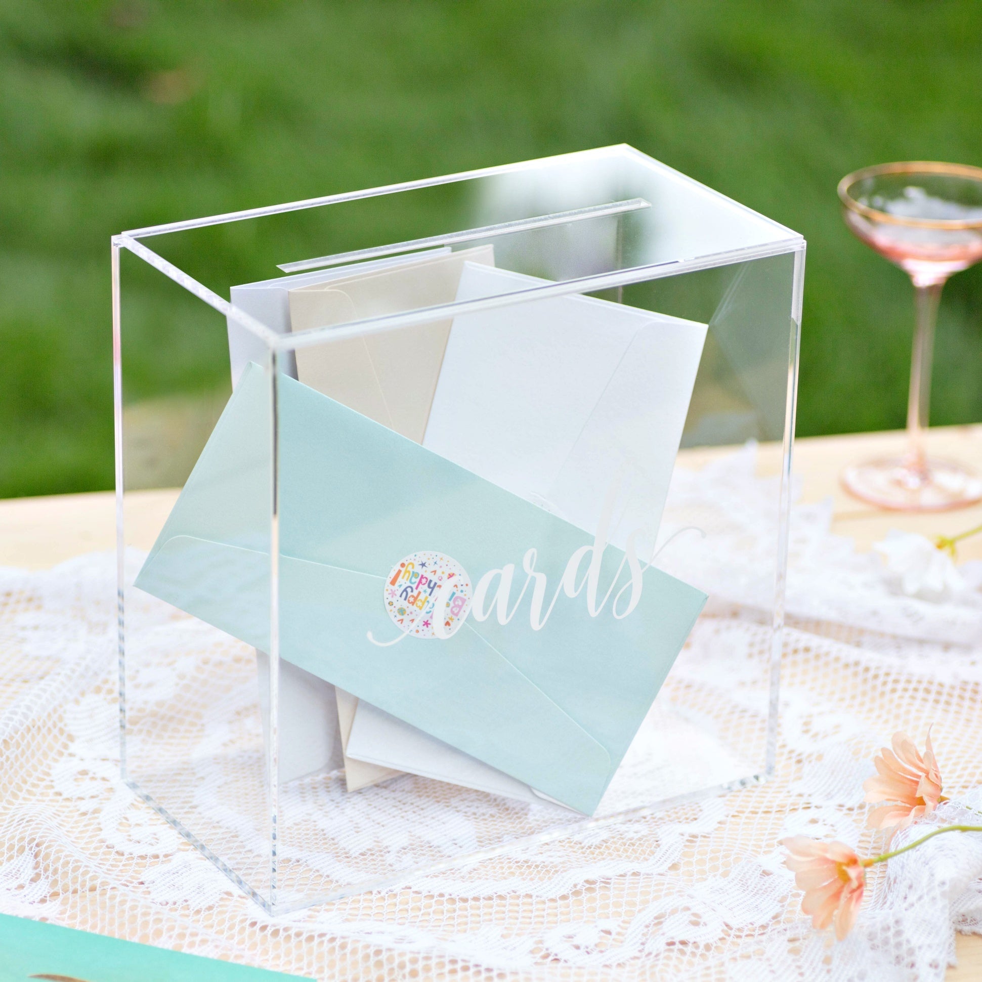 Acrylic Card Box, Clear / No Print