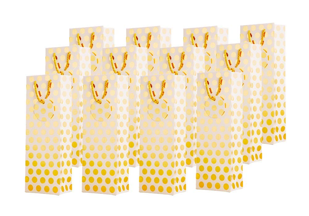 Metallic Gold Foil Polka Dot Wine Gift Bags