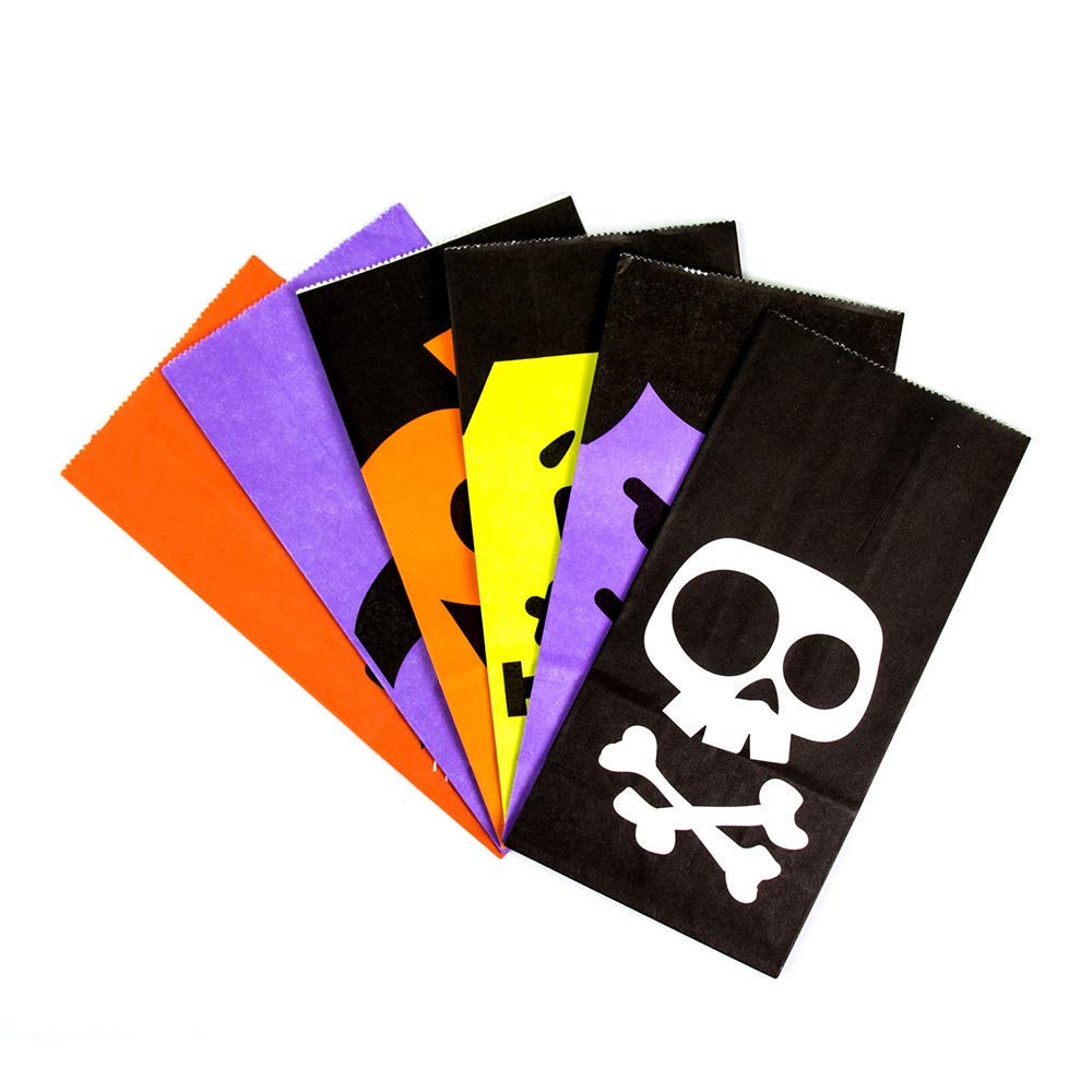 UNIQOOO 72Pcs Halloween Trick or Treat Bags Bulk, Food Safe Grade Paper Pastry Bags,7x3½ x2 inch, Goodie Bags,Cookie Candy Bags,Birthday Halloween Party Favor Supplies Gift Wrapping Table Decoration ( Only Delivery to US)