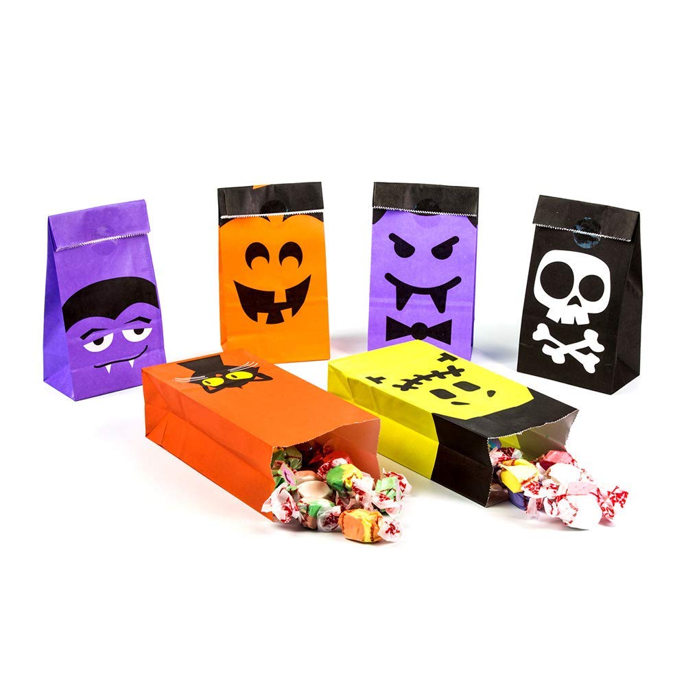 UNIQOOO 72Pcs Halloween Trick or Treat Bags Bulk, Food Safe Grade Paper Pastry Bags,7x3½ x2 inch, Goodie Bags,Cookie Candy Bags,Birthday Halloween Party Favor Supplies Gift Wrapping Table Decoration ( Only Delivery to US)