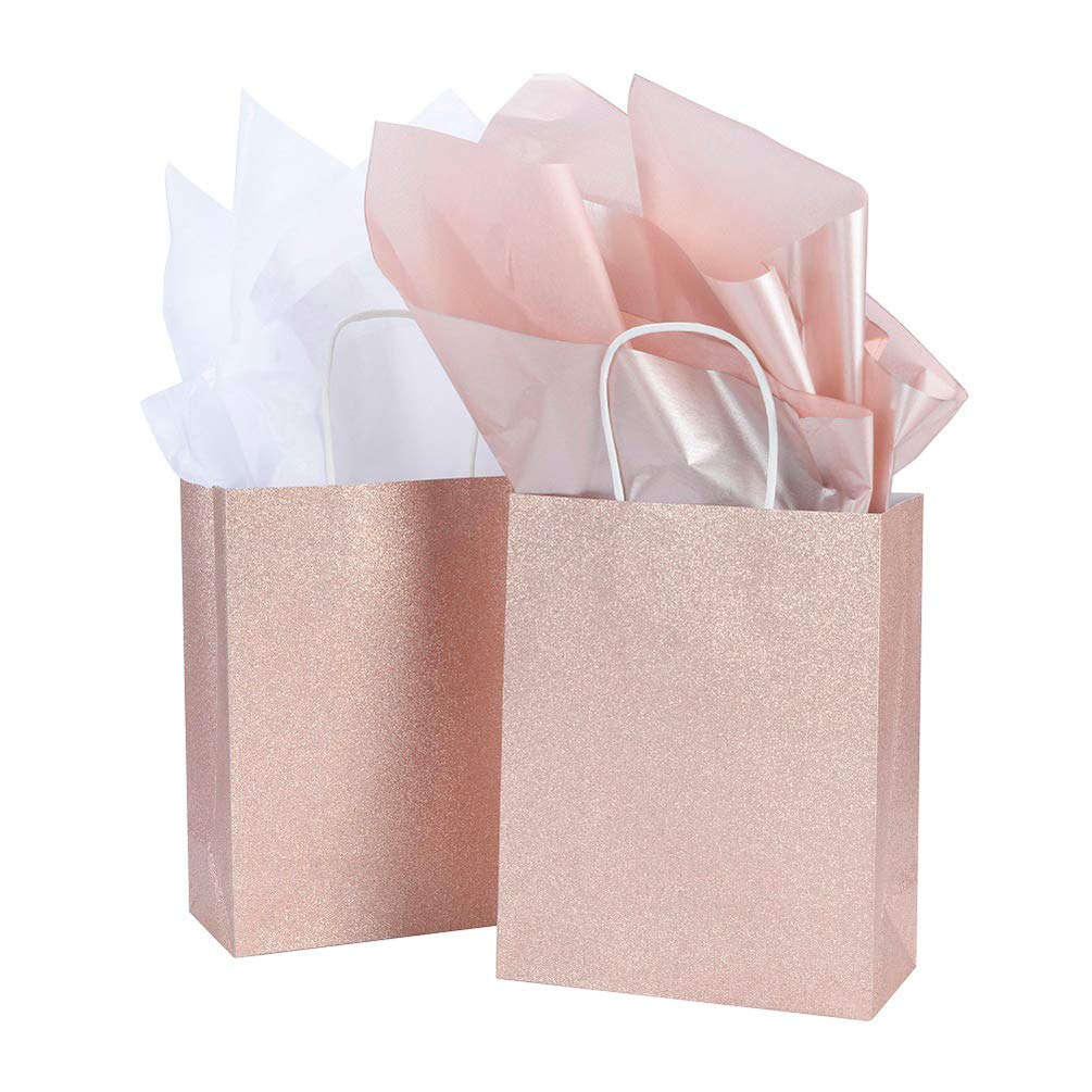 25-Pack Orange Gift Bags with Handles - Medium Size Paper Bags for  Birthday, Wedding, Retail (8x3.9x10 In) - Walmart.com