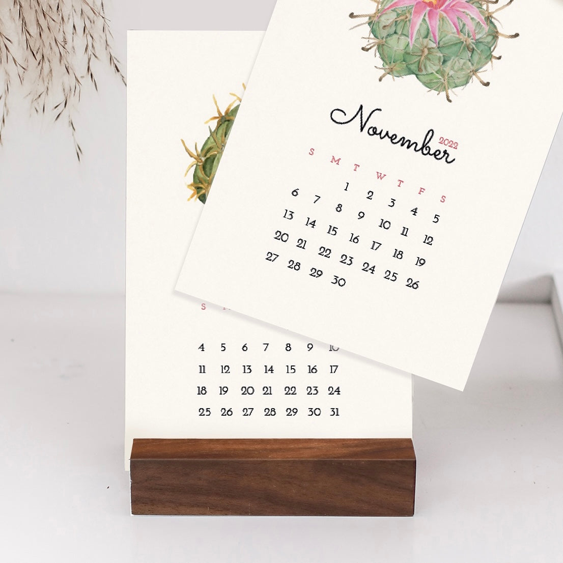 3.5" Dark Walnut Wood Calendar Stand